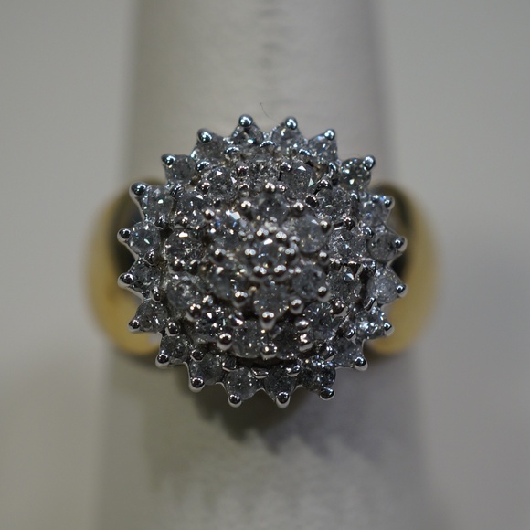 Jewelry - 10K Two Tone Gold Genuine Diamond Cluster Ring